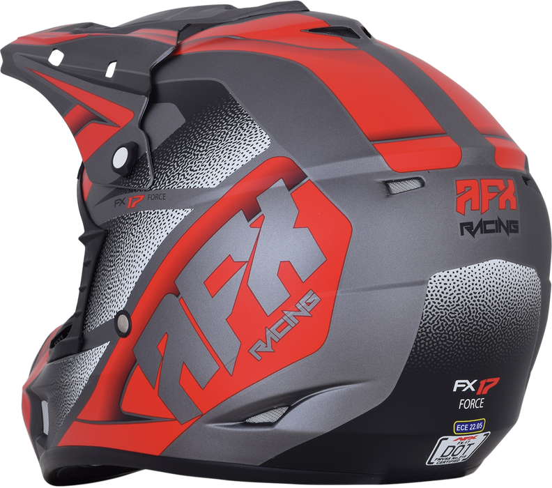 AFX FX-17 Motorcycle Helmet - Force - Frost Gray/Red - XS 0110-5202