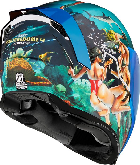 ICON Airflite™ Motorcycle Helmet - Pleasuredome4 - Blue - Large 0101-15003