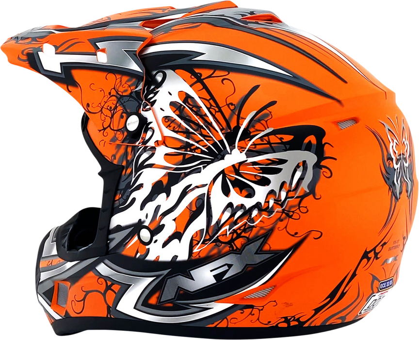 AFX FX-17Y Motorcycle Helmet - Butterfly - Matte Orange - Large 0111-1383