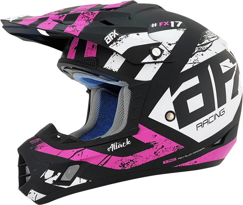 AFX FX-17Y Motorcycle Helmet - Attack - Matte Black/Fuchsia - Large 0111-1413