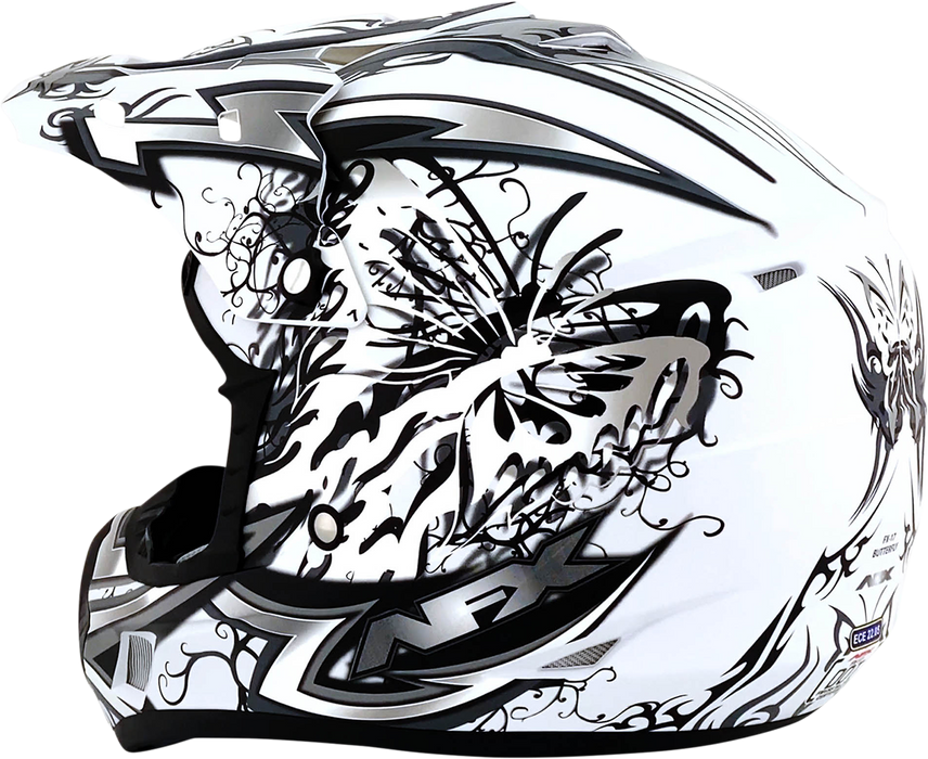 AFX FX-17Y Motorcycle Helmet - Butterfly - Matte White - Medium 0111-1391