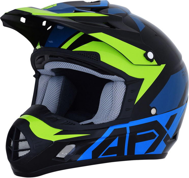 AFX FX-17 Helmet - Aced - Blue/Lime - Large 0110-6501