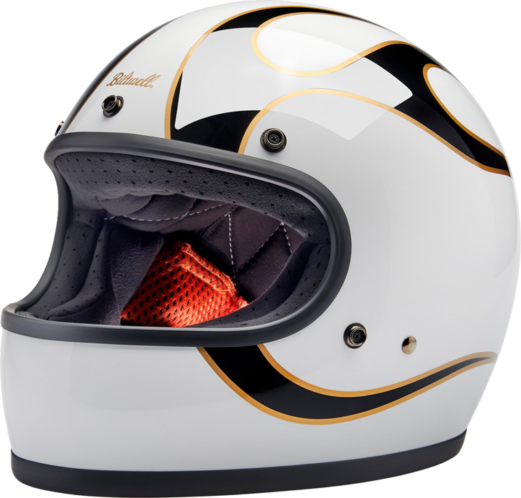 BILTWELL Gringo Helmet - Flames - White/Black - XL 1002-561-505