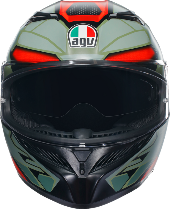 AGV K3 Motorcycle Helmet - Decept - Matte Black/Green/Red - Medium 2118381004010M