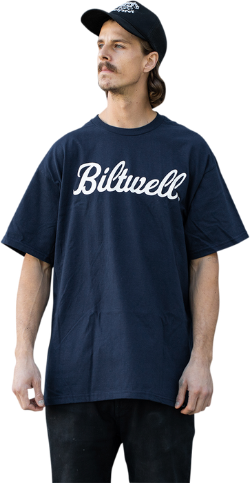 BILTWELL Script T-Shirt - Navy - Small 8101-052-002