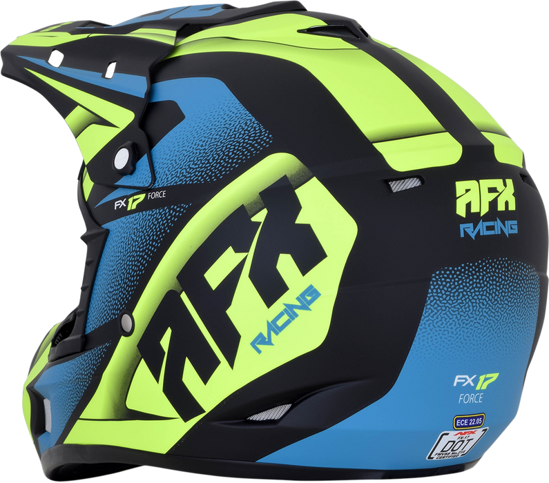 AFX FX-17 Motorcycle Helmet - Force - Matte Black/Green/Blue - Small 0110-5214