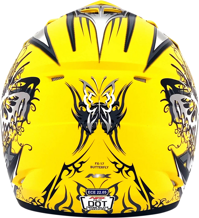 AFX FX-17 Motorcycle Helmet - Butterfly - Matte Yellow - XS 0110-7131