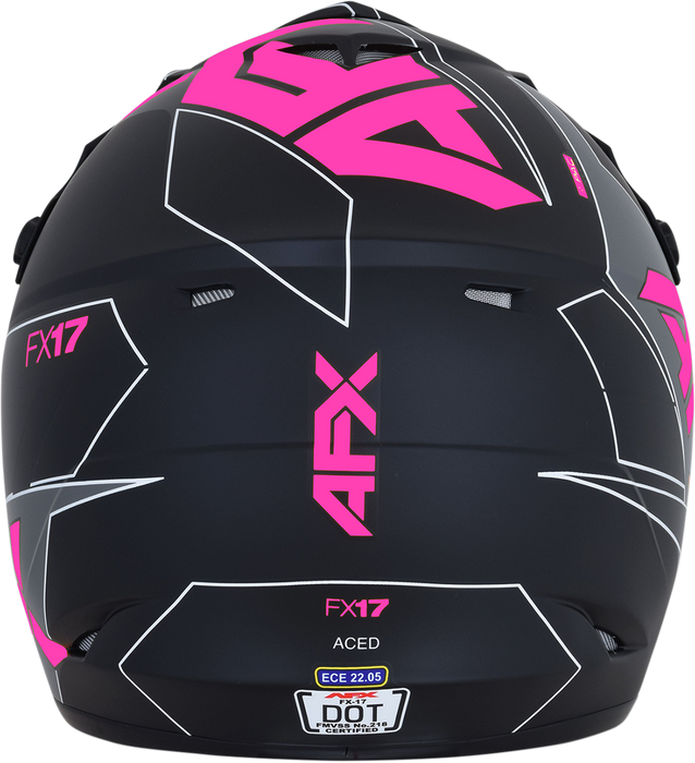 AFX FX-17 Motorcycle Helmet - Aced - Matte Black/Pink - XS 0110-6509