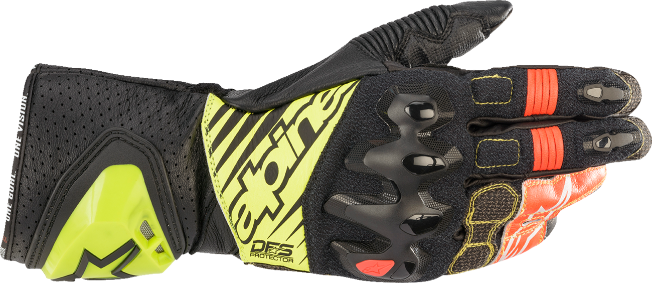 ALPINESTARS GP Tech V2 S Gloves - Black/Fluo Yellow/White/Fluo Red - 2XL 3556422-1503-2X