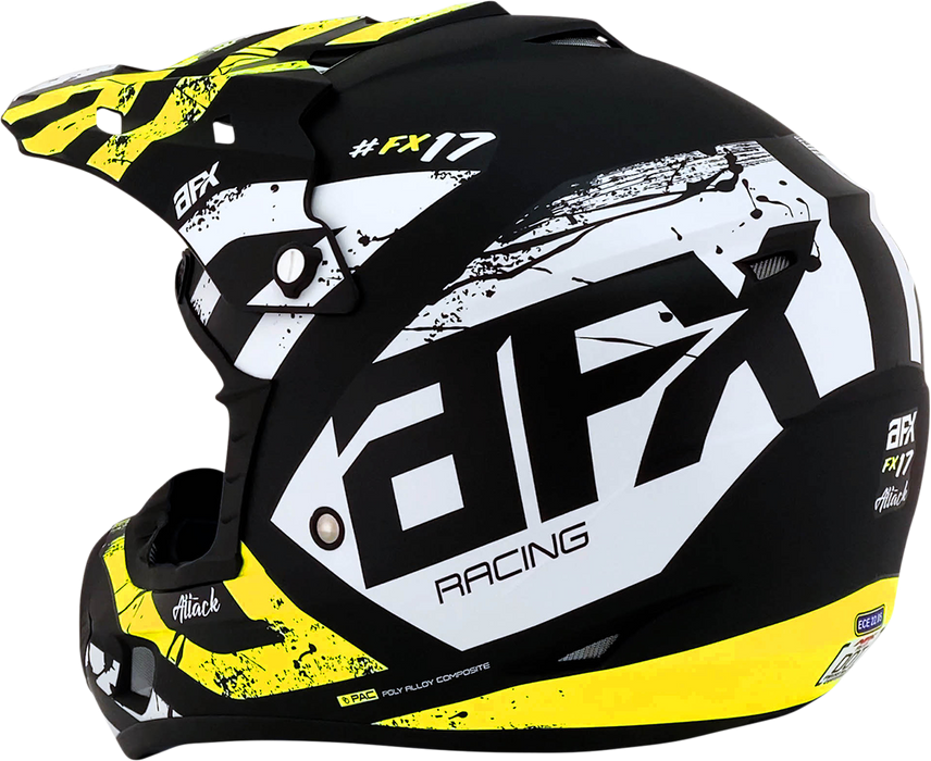 AFX FX-17 Motorcycle Helmet - Attack - Matte Black/Hi-Vis Yellow - XS 0110-7172