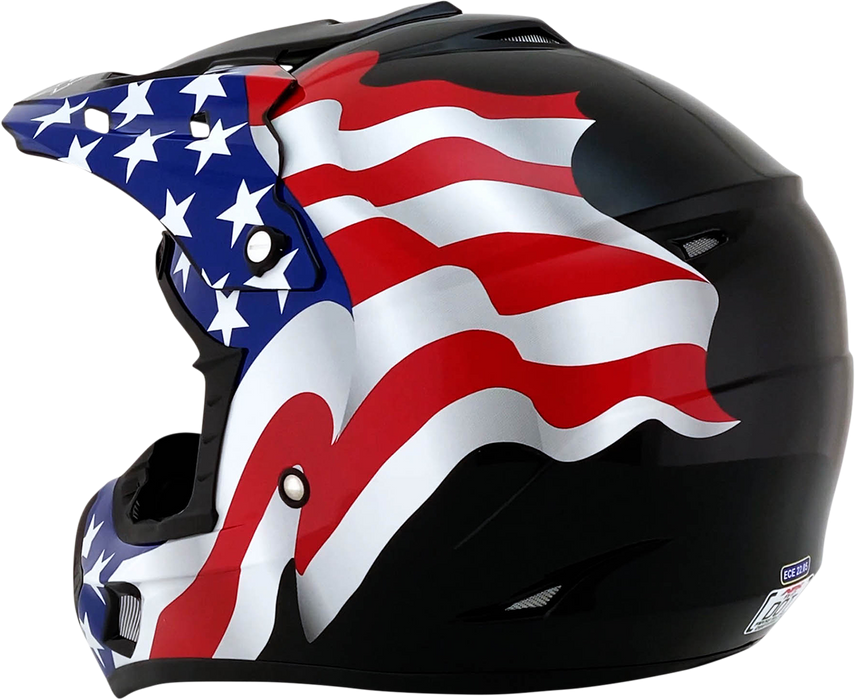 AFX FX-17 Motorcycle Helmet - Flag - Black - XS 0110-2368