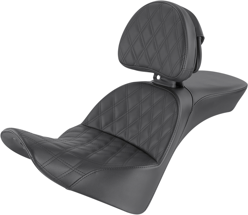 SADDLEMEN Explorer Seat - Lattice Stitched - With Backrest 818-33-030LS