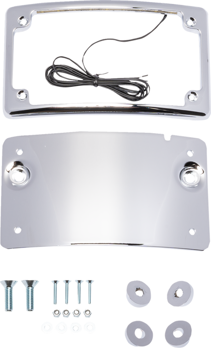 KODLIN MOTORCYCLE License Plate Kit - Curved - Chrome KUS20101