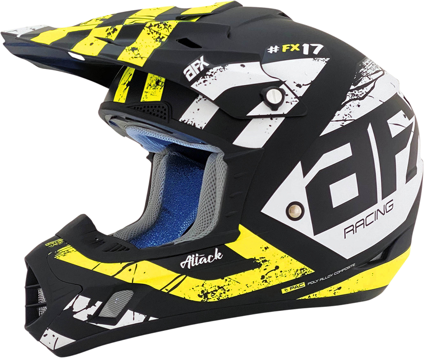 AFX FX-17 Motorcycle Helmet - Attack - Matte Black/Hi-Vis Yellow - XS 0110-7172