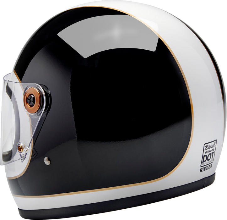 BILTWELL Gringo S Motorcycle Helmet - Gloss White/Black Tracker - Large 1003-566-504