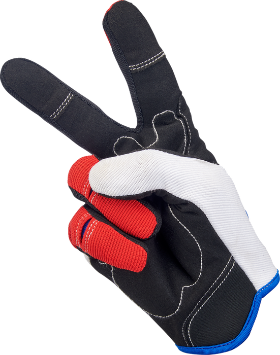 BILTWELL Moto Gloves - Red/White/Blue - Small 1501-1208-002