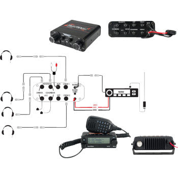 NAVATLAS Intercom/Radio and Headset Kit - 4-Seat - Black NIRBHBK4