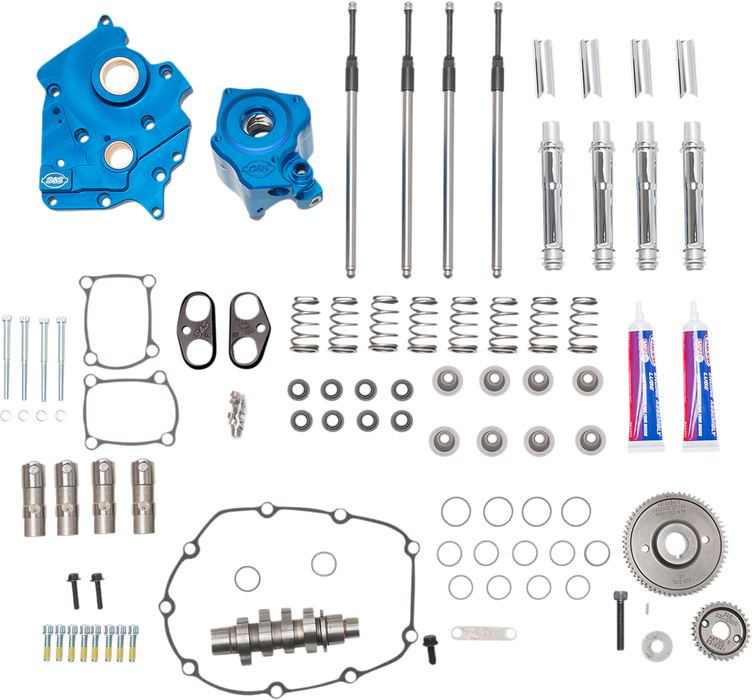 S&S CYCLE Cam Chest Kit with Plate M8 - Gear Drive - Oil Cooled - 540 Cam - Chrome Pushrods 310-1119