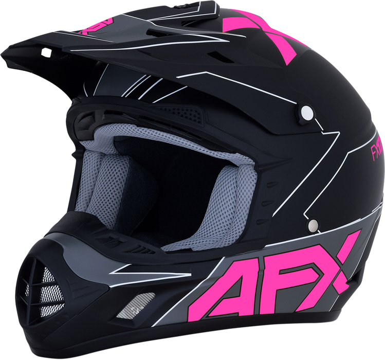 AFX FX-17 Motorcycle Helmet - Aced - Matte Black/Pink - Medium 0110-6511