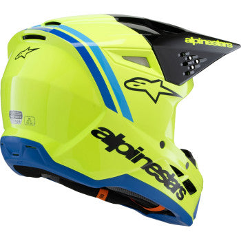 ALPINESTARS Youth SM3 Motorcycle Helmet - Radium - Gloss Yellow Fluo/Black/Blue - Small 8301825-5017-YS