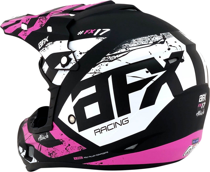 AFX FX-17 Motorcycle Helmet - Attack - Matte Black/Fuchsia - Large 0110-7169