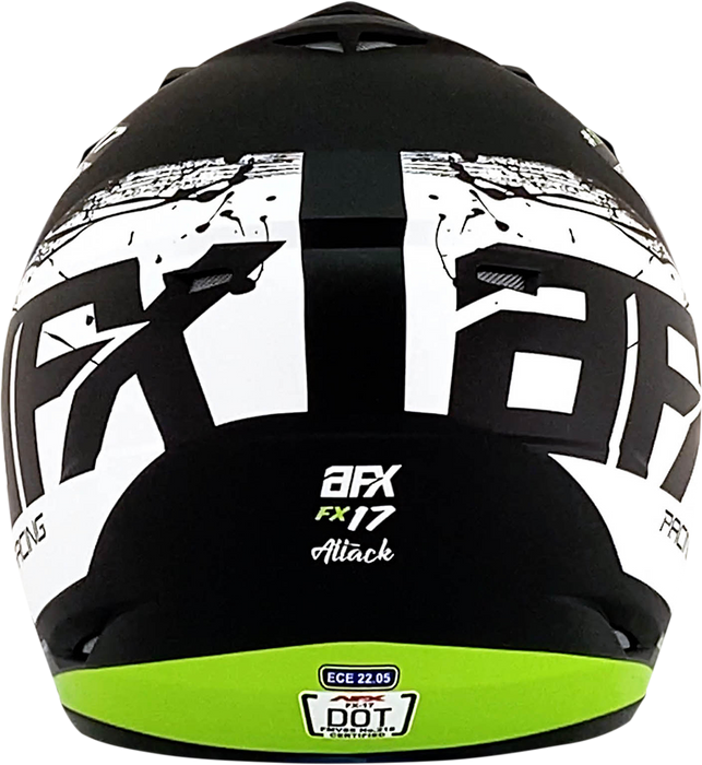 AFX FX-17 Motorcycle Helmet - Attack - Matte Black/Green - Medium 0110-7180