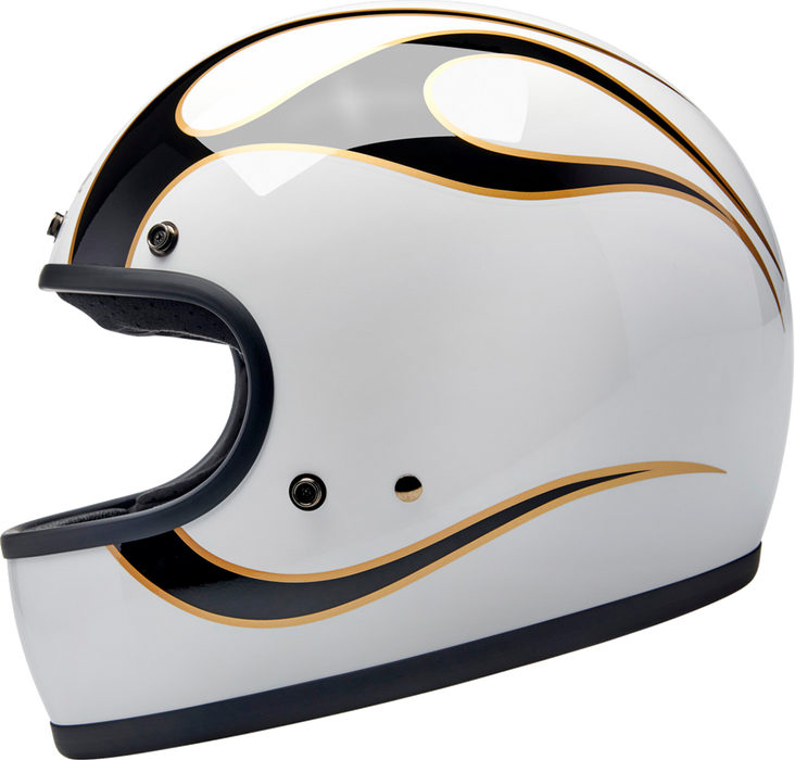 BILTWELL Gringo Helmet - Flames - White/Black - XL 1002-561-505