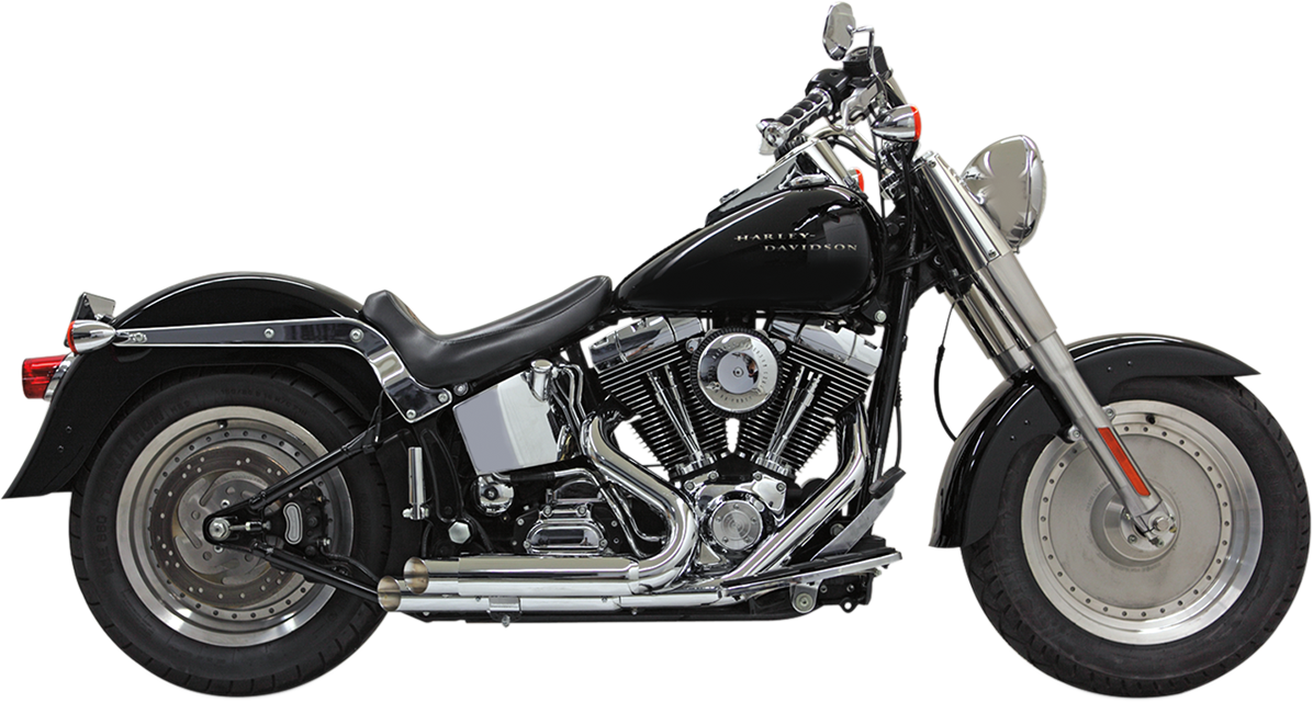 BASSANI XHAUST Pro Street Exhaust - Chrome - Slash Cut - '86-'17 Softail 1S24F