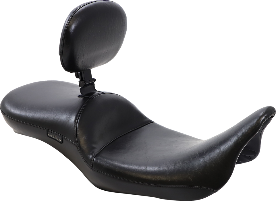 LE PERA Maverick Daddy Long Legs Seat - With Backrest - Black - Smooth - FL '08+ LK-957DLBRS