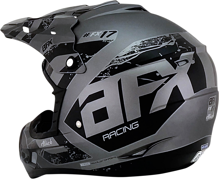 AFX FX-17Y Motorcycle Helmet - Attack - Frost Gray/Matte Black - Large 0111-1398