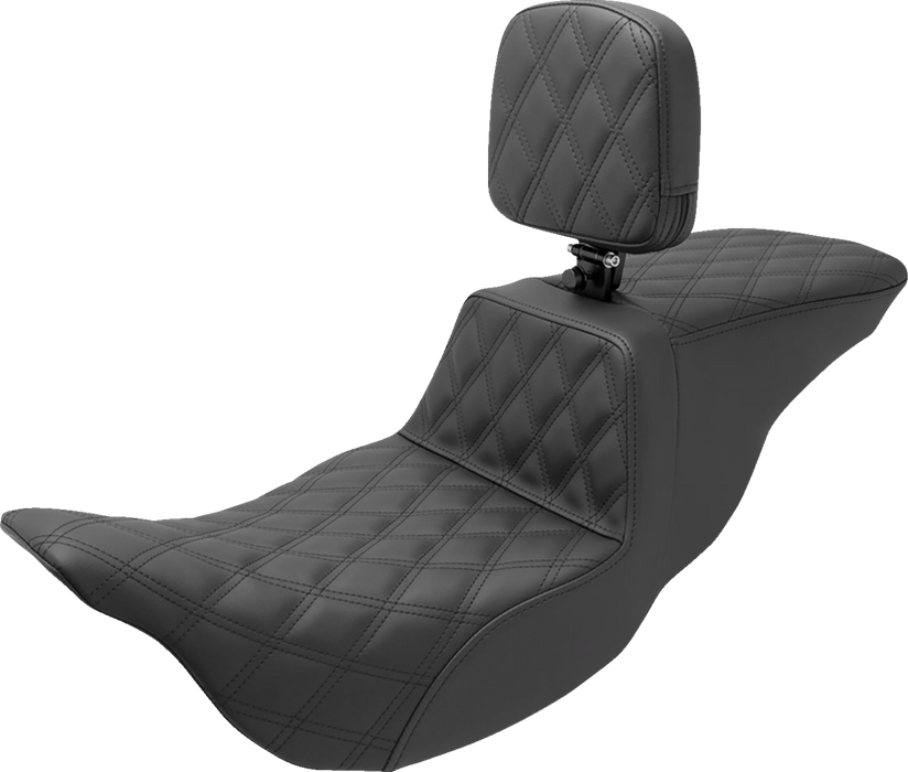 SADDLEMEN Tour Step Up Seat - Rider Backrest - Full Lattice Stitch - FL '08-'22 808-07B-195BR