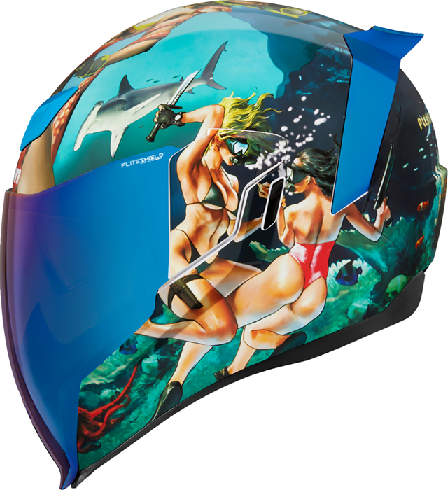 ICON Airflite™ Motorcycle Helmet - Pleasuredome4 - Blue - XL 0101-15004