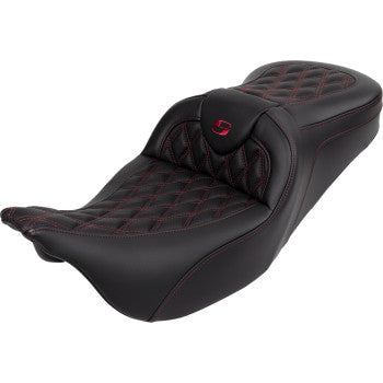 SADDLEMEN Roadsofa™ Seat - with Backrest - Wine Berry Stitch - FL '08-'23 A808-07R-182BUR