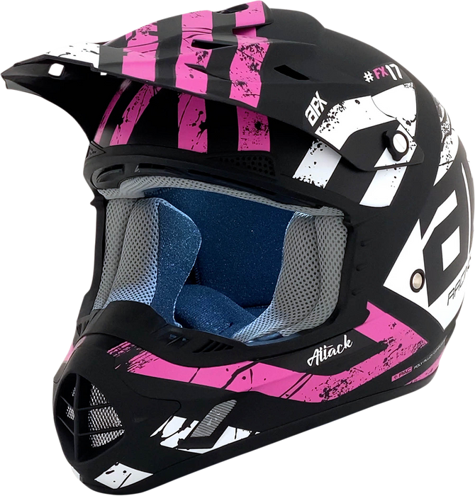 AFX FX-17 Motorcycle Helmet - Attack - Matte Black/Fuchsia - Large 0110-7169