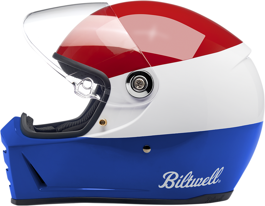 BILTWELL Lane Splitter Motorcycle Helmet - Gloss Podium Red/White/Blue - Large 1004-549-104