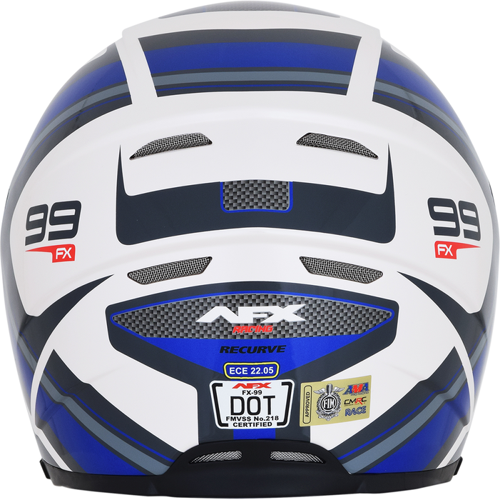 AFX FX-99 Motorcycle Helmet - Recurve - Pearl White/Blue - Medium 0101-11122