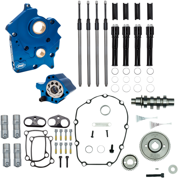 S&S CYCLE Cam Chest Kit with Plate M8 - Gear Drive - Water Cooled - 475 Cam - Black Pushrods 310-1010A