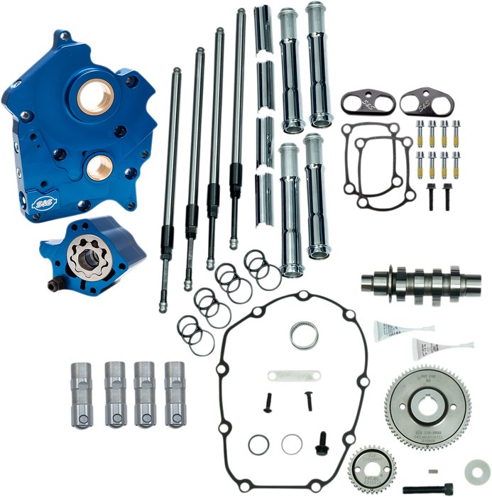 S&S CYCLE Cam Chest Kit with Plate M8 - Gear Drive - Oil Cooled - 465 Cam - Chrome Pushrods 310-1005A