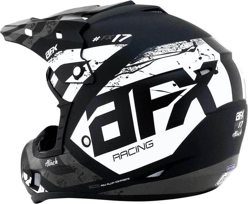 AFX FX-17Y Motorcycle Helmet - Attack - Matte Black/Silver - Medium 0111-1400