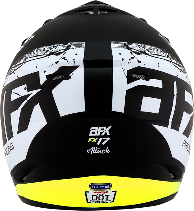 AFX FX-17 Motorcycle Helmet - Attack - Matte Black/Hi-Vis Yellow - Medium 0110-7174