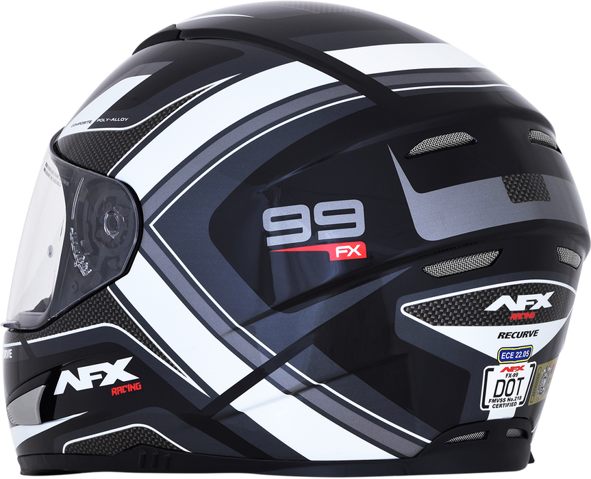 AFX FX-99 Motorcycle Helmet - Recurve - Black/White - Small 0101-11116