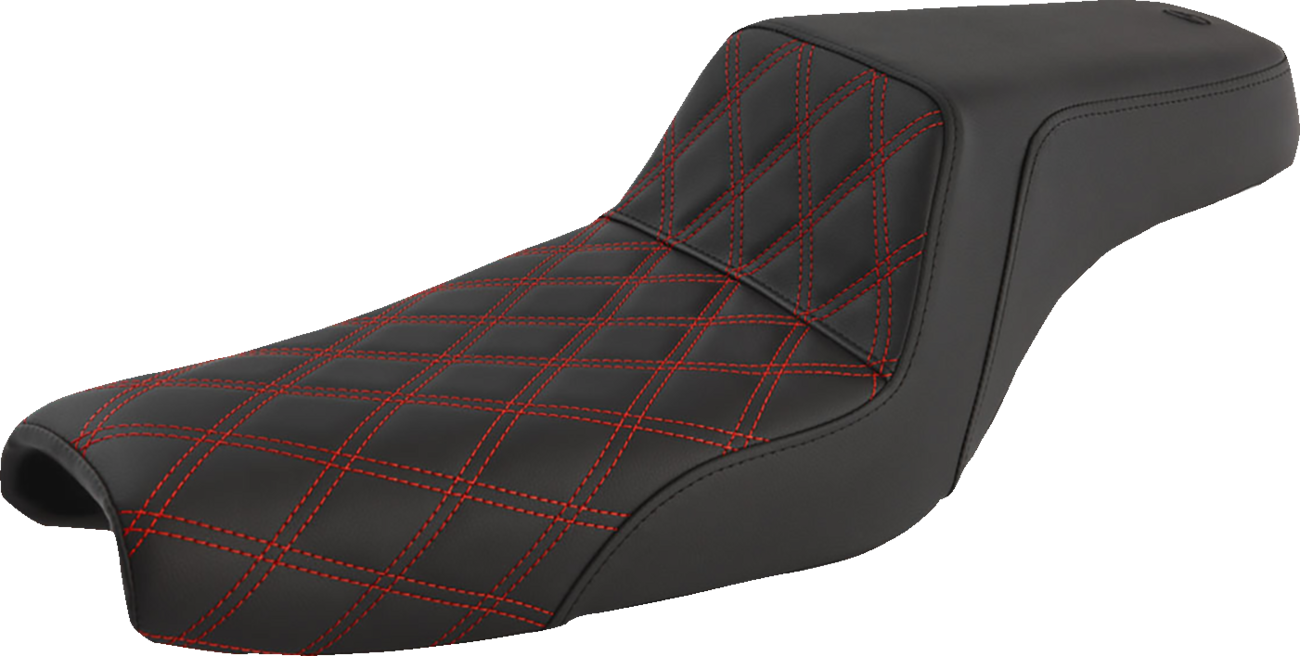 SADDLEMEN Step-Up Seat - Front Lattice Stitch/With Red Stitching - Black - XL 807-11-172RD