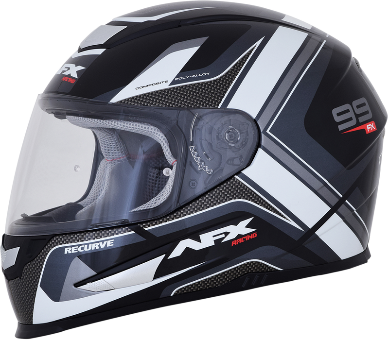 AFX FX-99 Motorcycle Helmet - Recurve - Black/White - Large 0101-11118