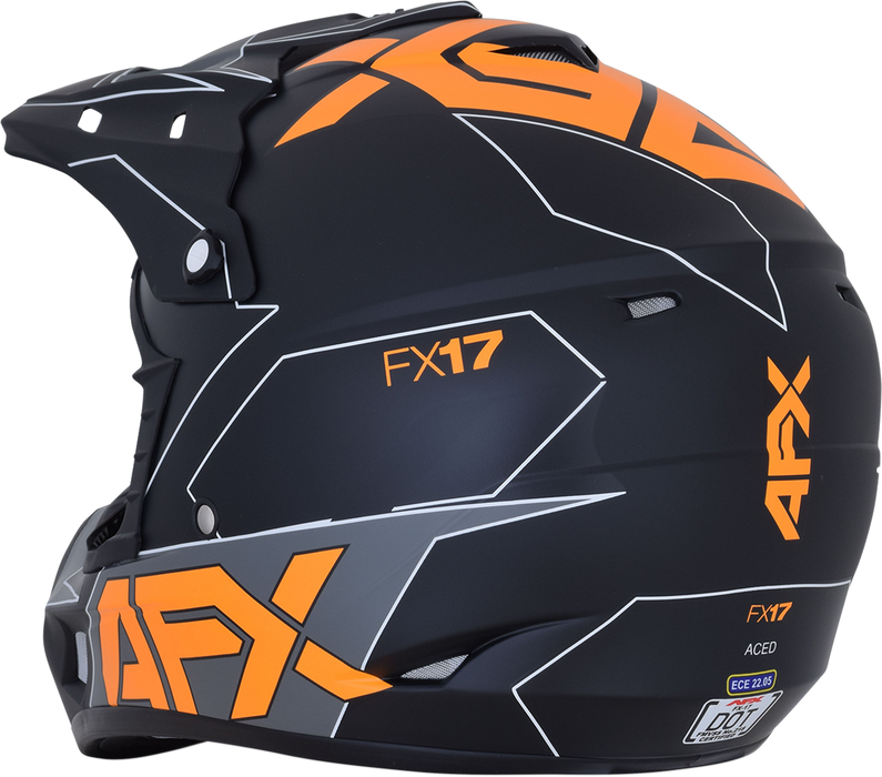 AFX FX-17 Motorcycle Helmet - Aced - Matte Black/Orange - Large 0110-6506