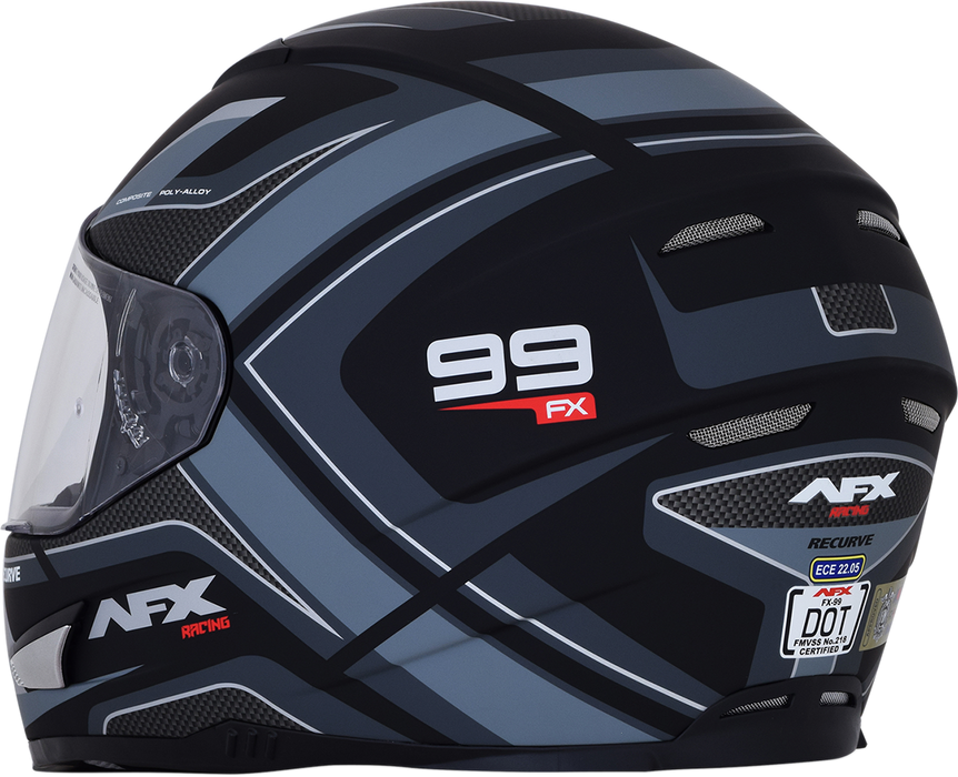 AFX FX-99 Motorcycle Helmet - Recurve - Matte Black/Gray - Medium 0101-11137