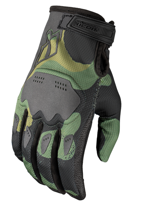 ICON Hooligan Magnacross™ Motorcycle Gloves - Camo Green - Medium 3301-4822