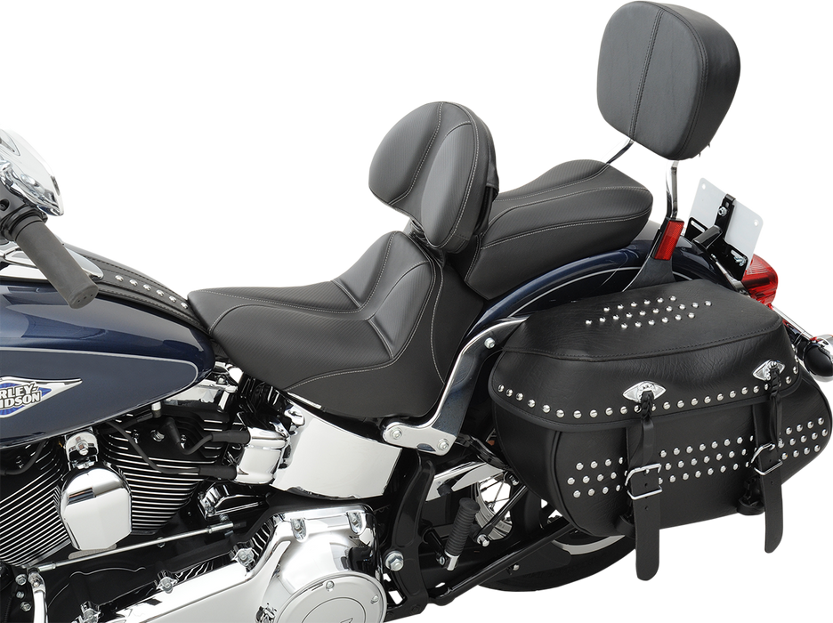 SADDLEMEN Dominator Solo Seat - Stitched - Black w/ Gray Stitching - FLSTC/N '06-'17 806-15-0042