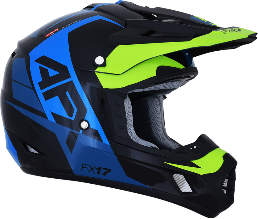 AFX FX-17 Helmet - Aced - Blue/Lime - Large 0110-6501