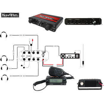 NAVATLAS Intercom/Radio and In-Helmet Headset Kit - 4-Seat - Black NI2RIH4