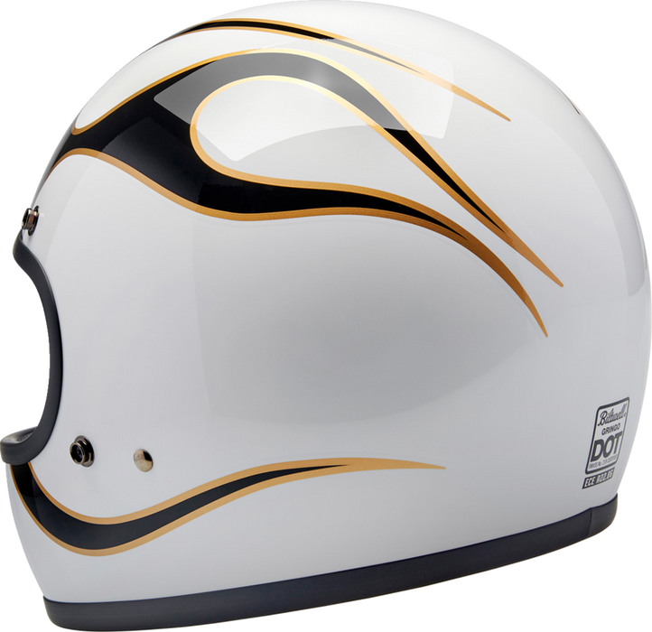 BILTWELL Gringo Helmet - Flames - White/Black - Small 1002-561-502